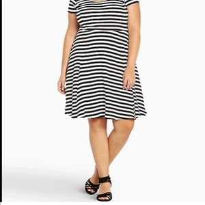 torrid Black and White Striped Fit-and-Flare Dress